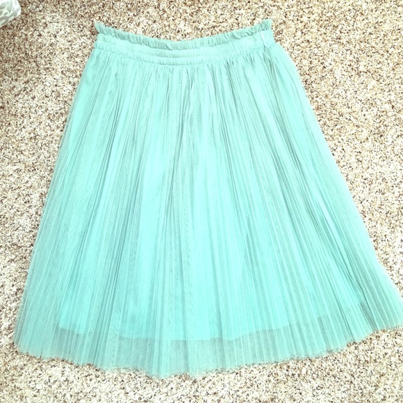Pleated Tulle Midi Skirt