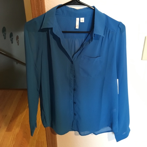 Sheer blue button-up