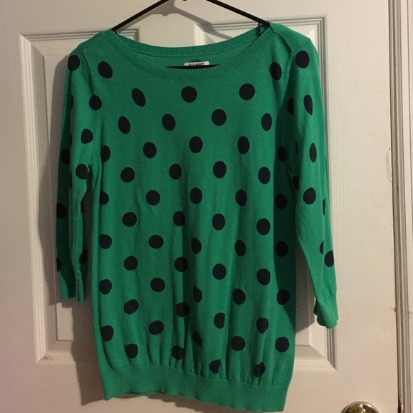 Green with navy polka dots