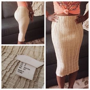 H&M Shimmery Gold High-Waist Tube Skirt