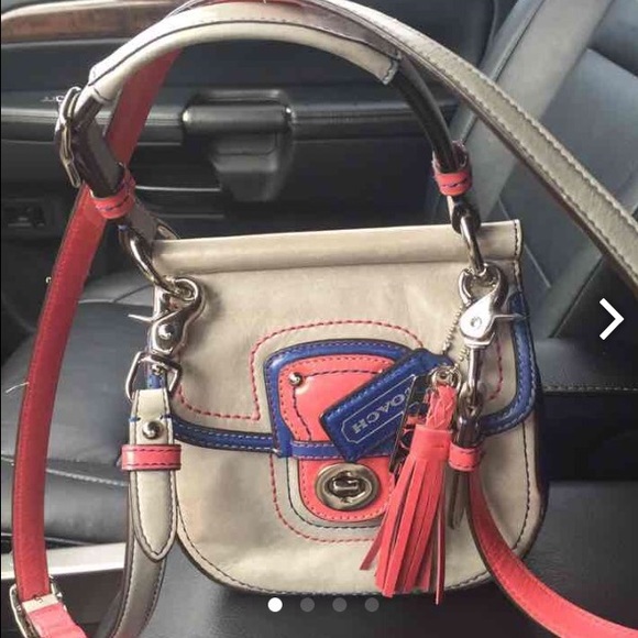 COACH NEW WILLIS PURSE blue/gray Leather 21741