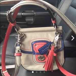 COACH NEW WILLIS PURSE blue/gray Leather 21741