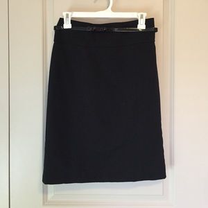 Black Pencil Skirt with Removable Belt
