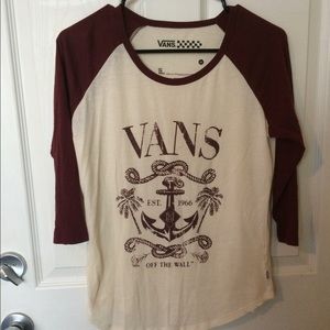 Maroon Vans Baseball Style T-shirt