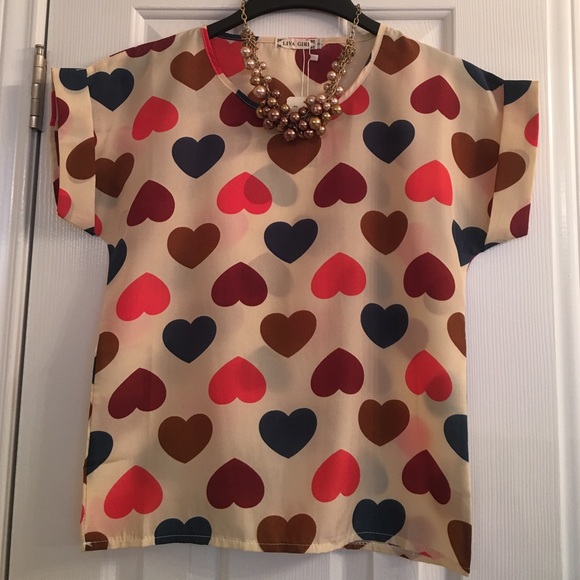 Liva Girl Multi Colored Heart Blouse - Picture 2 of 4
