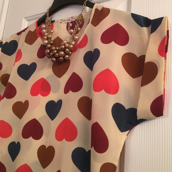 Liva Girl Multi Colored Heart Blouse - Picture 3 of 4