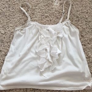 plain white tank top with ruffles