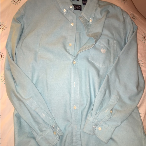 PRICE DROP ! Chaps turquoise Men's L Long sleeve - Picture 2 of 4