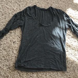 grey, thin long sleeved shirt