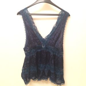 Dark blue-teal v-neck camisole
