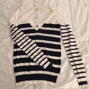 Jcrew Factory Thin, Navy and Cream Striped Sweater