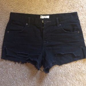 Free People black destroyed shorts