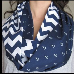 Navy blue chevron anchor infinity scarf
