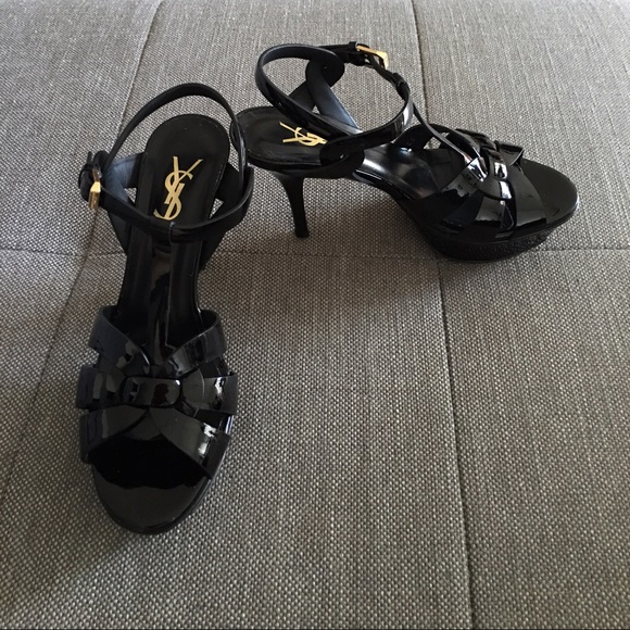 Authentic YSL Black Patent Tribute T-Strap Sandal - Picture 3 of 4