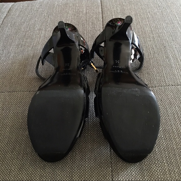 Authentic YSL Black Patent Tribute T-Strap Sandal - Picture 4 of 4