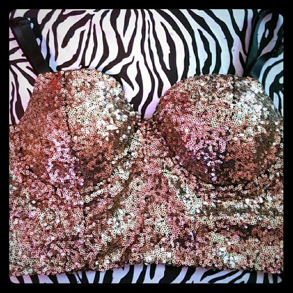 Sexy sequin padded bra &adjustable straps