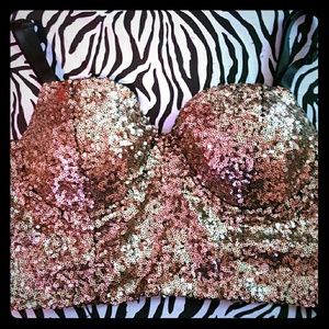 Sexy sequin padded bra &adjustable straps