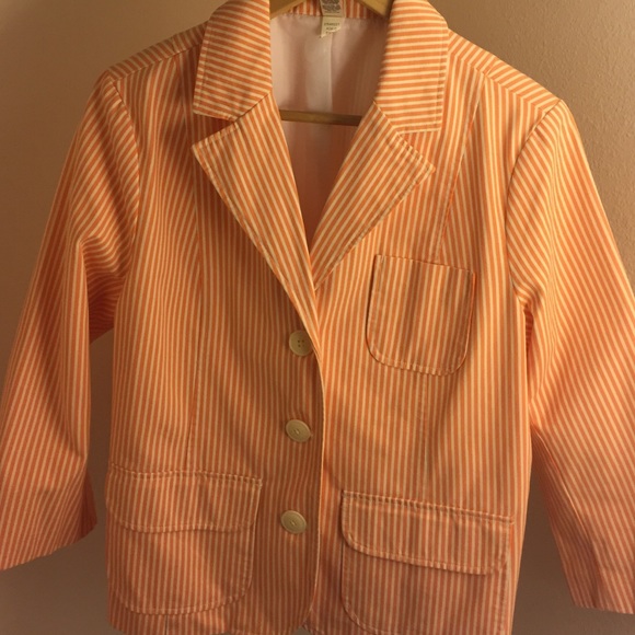 Peach and white striped blazer