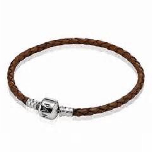 Brown leather pandora charm bracelet