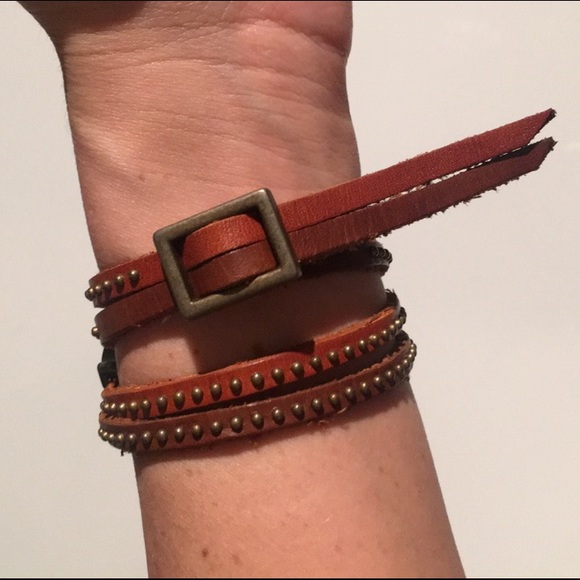 Leather studded wrap watch - Picture 2 of 2