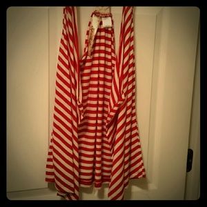 Red and white striped tank cardigan