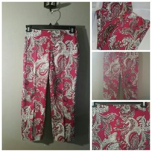 🚨SALE🚨TALBOTS FUCHSIA PAISLEY CROP PANTS