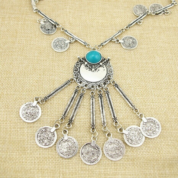 Medallion Coin Statement Necklace - Picture 4 of 4