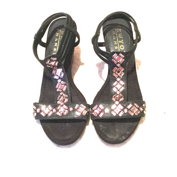 Black jeweled heels