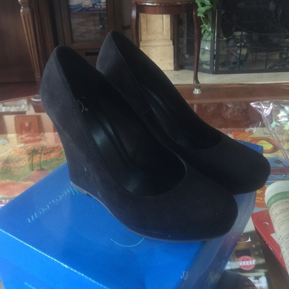 Black Suede Wedge Heals