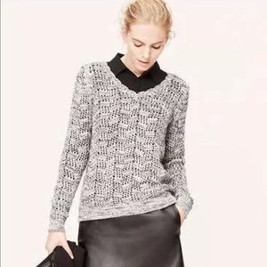 LOFT scalloped neck marbled spring sweater.