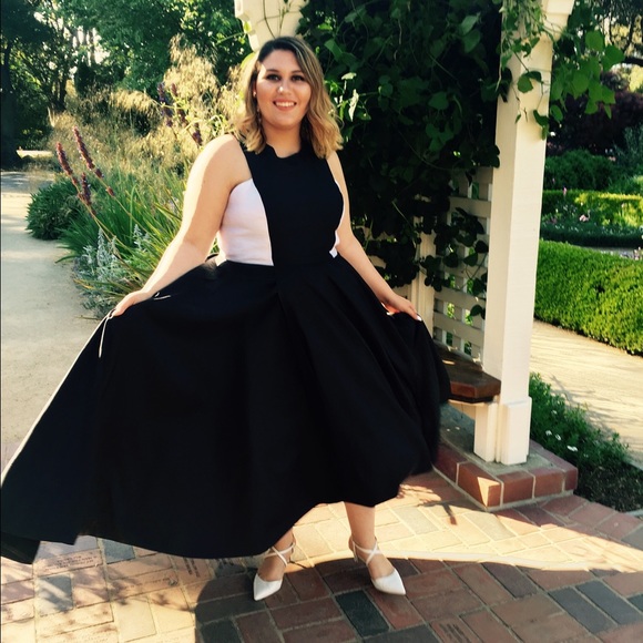 Fame and partners black and white gown
