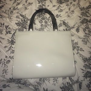 Neiman Marcus white patent leather handbag
