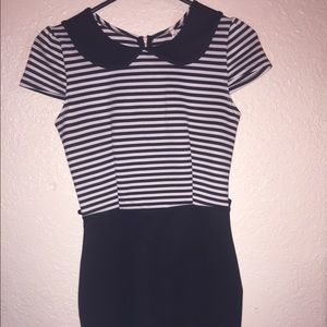 Black and white striped dress
