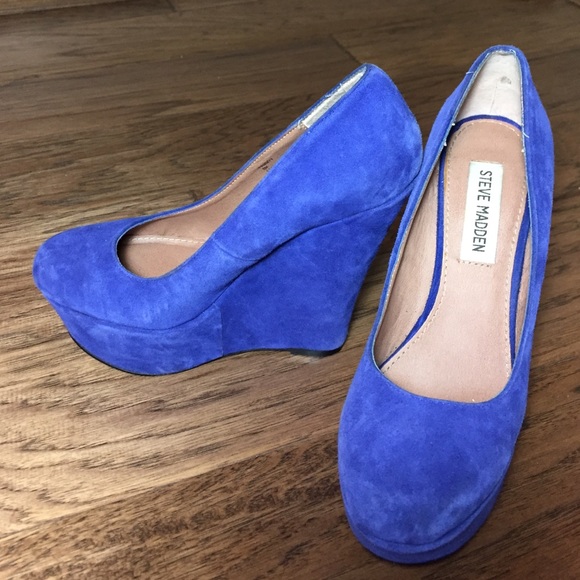 Steve Madden Blue Suede Pammyy Wedge - Picture 1 of 4
