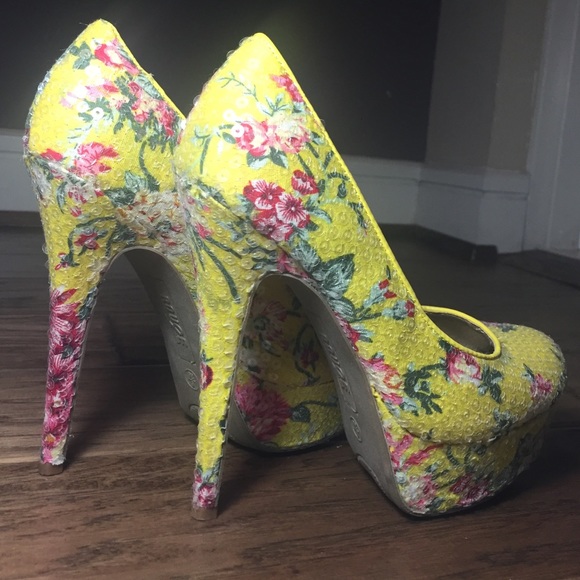 Floral Sequin Summer Heels - Picture 3 of 4