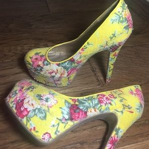 Floral Sequin Summer Heels