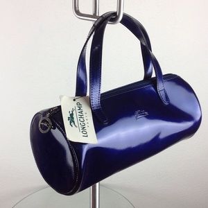 Longchamp hand bag barrel blue small