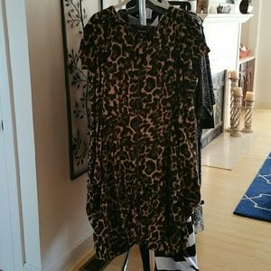 City Chic Dresses - City Chic Leopard Print Front Zip Pleat Tunic City Chic Dresses - City Chic Leopard Print Front Zip Pleat Tunic