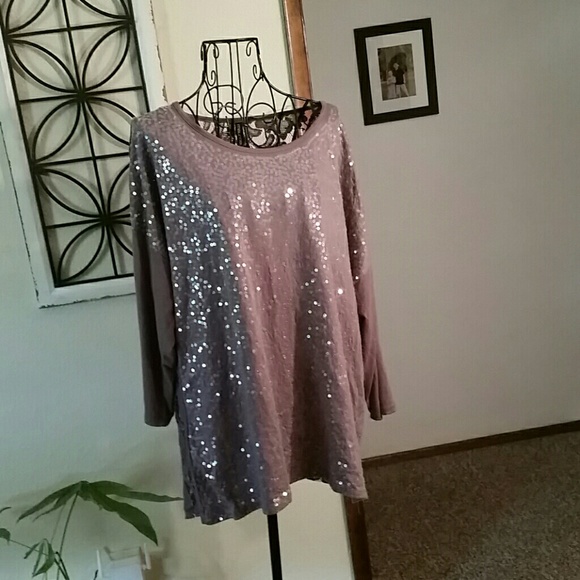 Sequin lace back dolman top