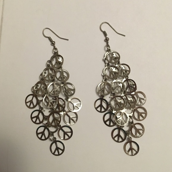 Peace sign diamond shaped earrings