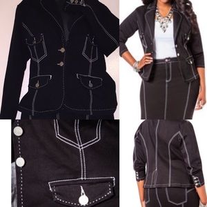 Ashley Stewart Black Denim Jacket.