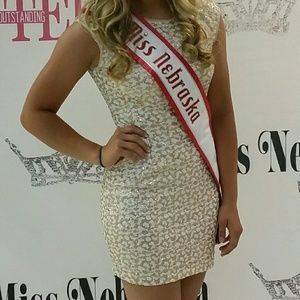 White and gold sequin cocktail dress