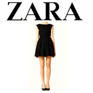 Zara black flared mini tulip dress