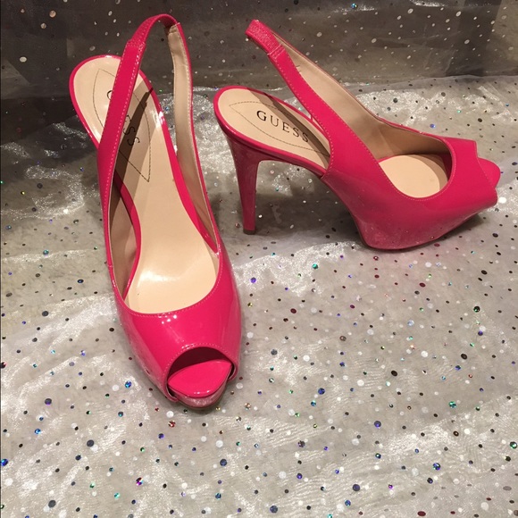 Guess slingback hot pink peep toe pumps