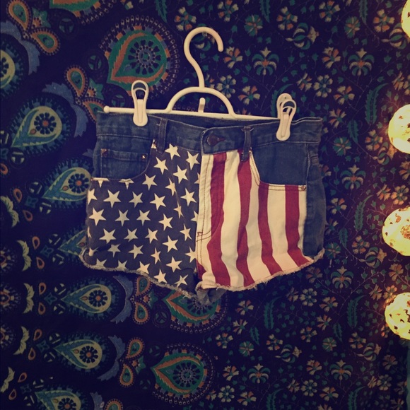 high waisted American flag shorts