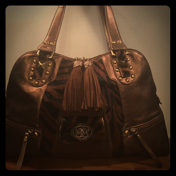 Bronze animal print leather Sharif bag from HSN
