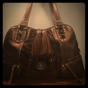 Bronze animal print leather Sharif bag from HSN
