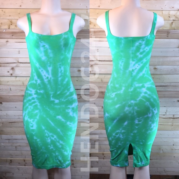 AMERICAN APPAREL PONTE TANK DRESS TIE DYE MSRP $58