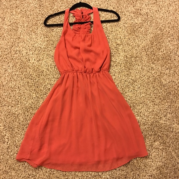 Coral Flounce Dress