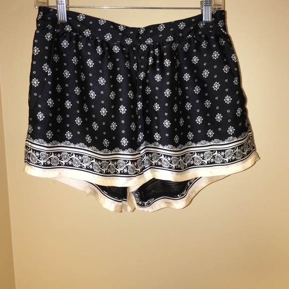 printed black and cream shorts